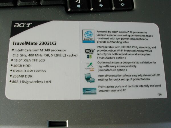 Acer TravelMate 2303LCI 1.5GHz